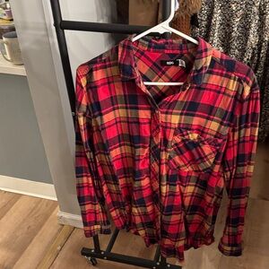 BDG Vibrant Red and Navy Plaid Shirt